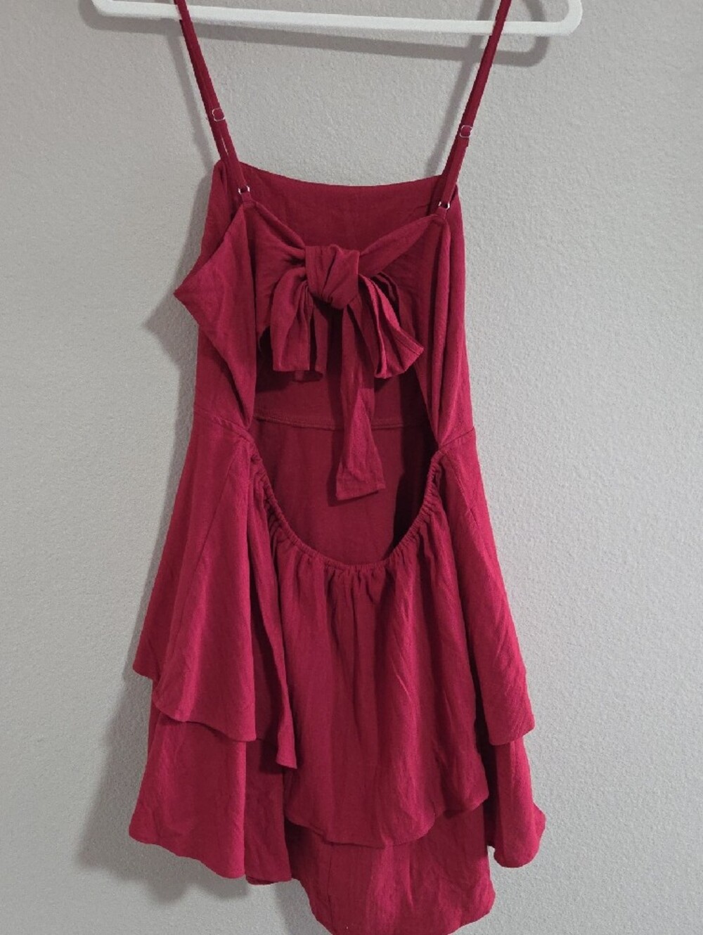 Ruffled Tiered Mini Dress - Deep Raspberry Pink - Picture 2 of 4